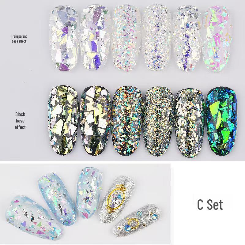 Opal Cloud Iridescent Nail Flakes: 6-Color Set