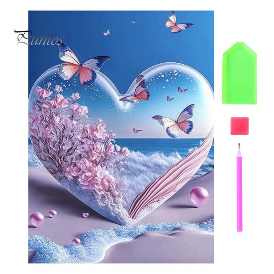 

1 комплект 5D DIY комплект алмазной живописи творческий цветок сердце бабочка узор горный хрусталь картина ремесло для домашнего декора A