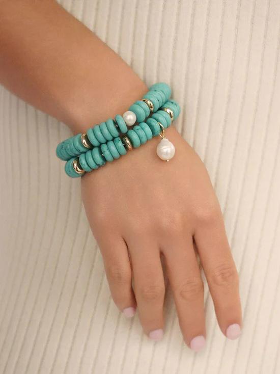 European and American Style Turquoise Multi-layer Stackable Necklace with Abacus Beads