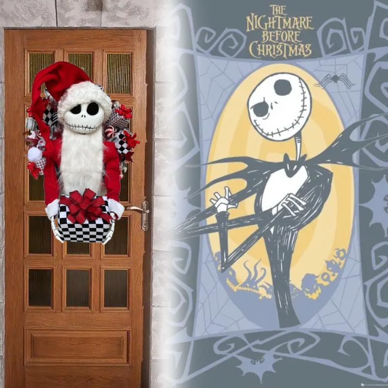 Skellington Nightmare Jack Before Christmas Inspired Shabby Chic Rag Wreath
