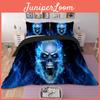 Artistic 3d Blue Fire Skull Duvet Cover Pillow Cases Quilt Cover Bedding Set All Size Options