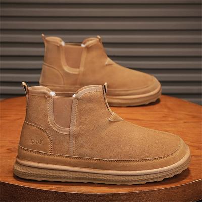 Iarnă Nouă Cizme Noi pentru Bărbați Cizme de Zăpadă cu Tub Mediu Talpă Groasă și Catifea Pantofi de Bumbac pentru Bărbați Modă Versatili Pantofi Casual Calzi