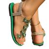 Rhinestone butterfly decorative flat sandals women's large size elastic band outside wearing beach sandals