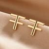 European and American Light Luxury Style Earrings, Geometric T-shaped Cross Design, Metal Style Earrings, Versatile
