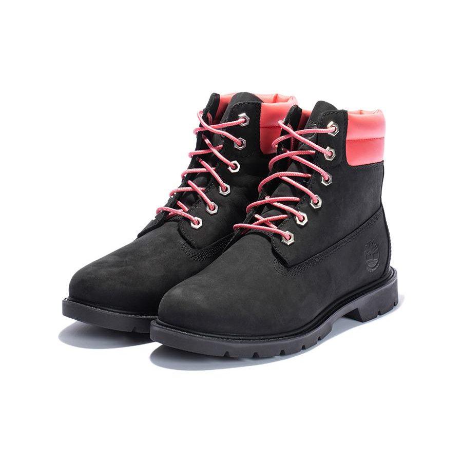 Timberland Linden Woods 6 Inch Waterproof Boots 'Black Nubuck With Pink' Women's A44FA-001