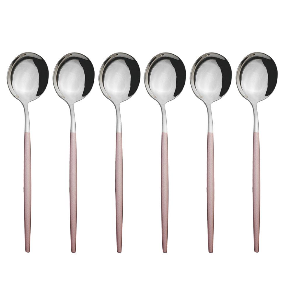 6pcs/set Stainless Steel Spoon Dinnerware Silverware Set Cutlery Set Flatware Outdoor Office Party Home Kitchen Tableware