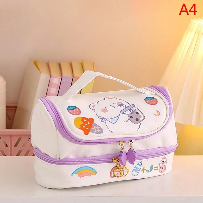 

Durable Pencil Pouch with Handle Stationery Box Waterproof Lovely Simple Pencil Case Space Saving