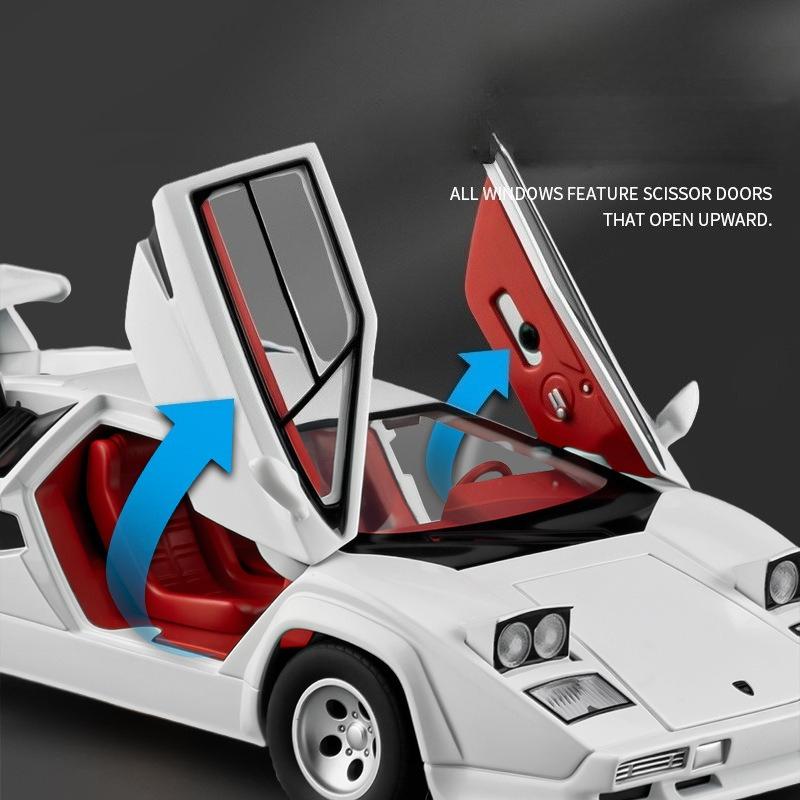 Simulation 1/24 Lambo Countach LP500S Super Sports Car Model Children's Diecast Toy Vehicle Sound and Light Miniature Voiture
