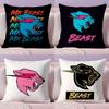 Funny Mr-B-Cute B-Beasts Cushion Cover Plush Fabric Soft Double-Sided Printed Invisible Zipper Sofa Pillow Case Home Decor