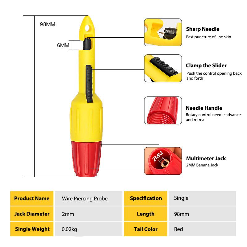 Car Accessories Wire Piercing Probe Insulation Piercing Connectors for Multimeter Voltage Voltmeter Thermometer Service Tool