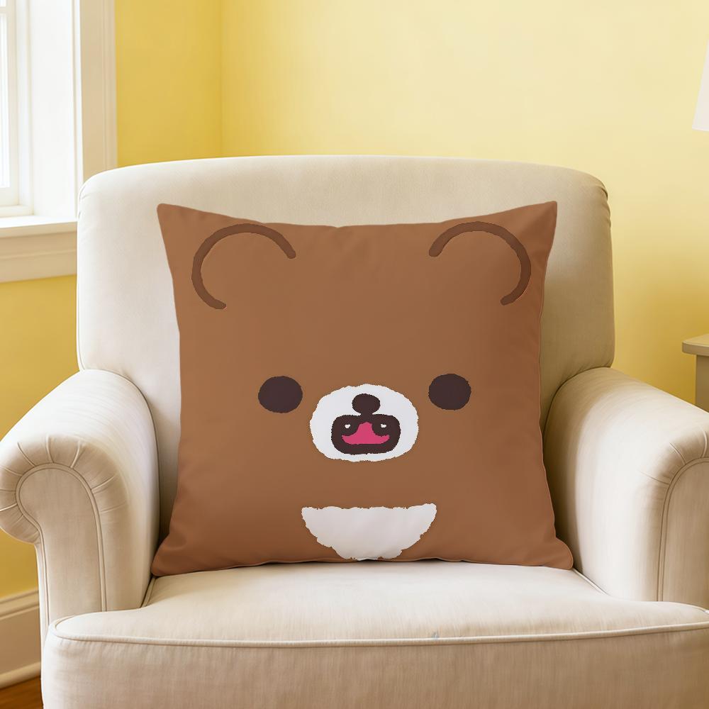 Kawaii Bear Face Funny rRilakkuma Soft Pillowcase for Sofa Home Living Room Office Decor Protective Covers Hogar Pillow Cover
