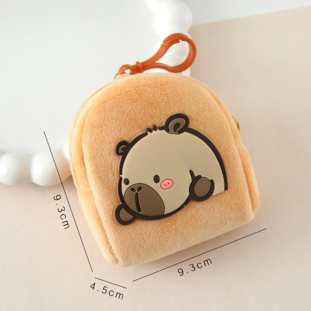 Cute Mini Capybara Coin Purse Cartoon Zipper Wallet Round Pouch Pendant Headphone Storage Bag