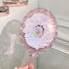 Flower Knows Moonlight Mermaid Exquisite Textured Crystal Hand Mirror Blue Pink Ladies Makeup Mirror