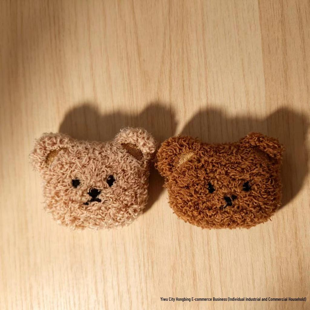Cartoon Plush Bear Head Brooch and Hair Accessory