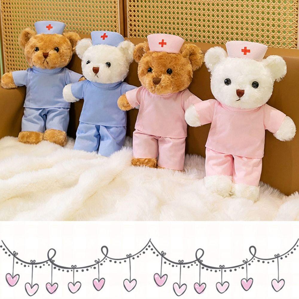 Hospital Nurse Bear Plush White Coat Animal Plush Bear Doctor Bear Stuffed  Students and Kids