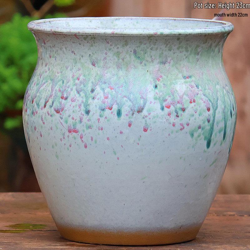 Yixing Handmade Square Mouth Coarse Pottery Planter - Large Succulent Flower Pot with Old Branch Design and Jade Pendant.