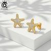 ORSA JEWELS Boucles d'oreilles Clous Étoile de Mer Zirconium en Argent Sterling 925 Exquises pour Femmes Jolies Boucles d'oreilles Étoiles Bijoux de Soirée APE154