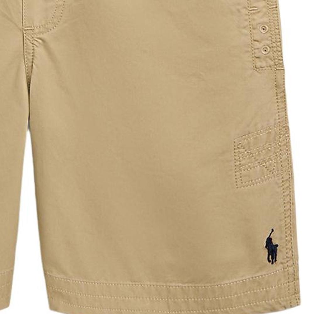Polo Ralph Lauren Solid Color Five-Point Lace-Up Straight Leg Shorts Kids shorts Khaki CWPOSHOY4G20116-250