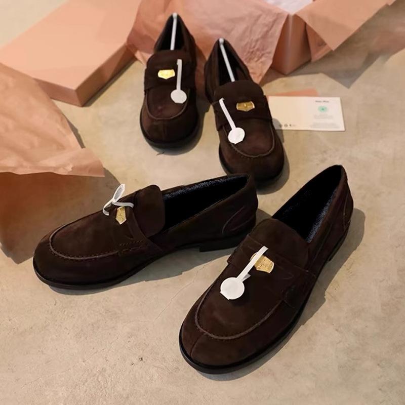 Sheepskin Version~ Leather One-pedal Lazy Loafers Women's 2025 Spring and Autumn New Retro Low-heeled Small Leather Shoes Single Shoes