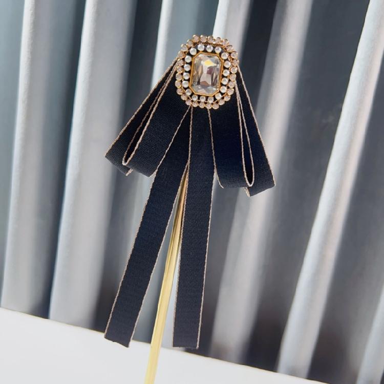Ceremony Outfit Ribbon Collar Accessory with Center Ornament, Blouse Neckline Accent for Styling and Outfit Wear