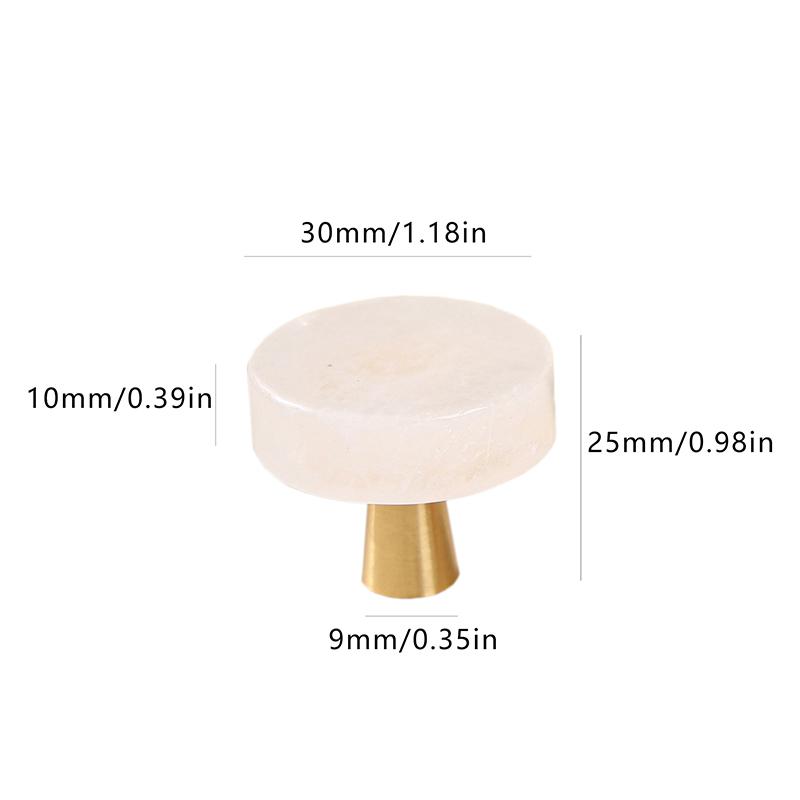 Natural Stone Brass Knob Circular Furniture Wine Cabinet Drawer Door Handle Nordic Style White Single Hole Small Handle