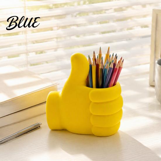 Macaron Color Desk Organizer 3D Printed Thumbs‑Up Pen Holder Funny Gesture Shaped Organizer Creative for Stationery Pencil Cup Cute Desktop