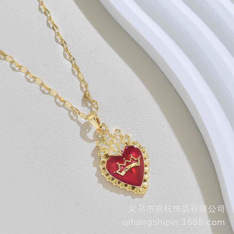 

Love Necklace Women S High-End Temperament Ruby Pendant Accessories