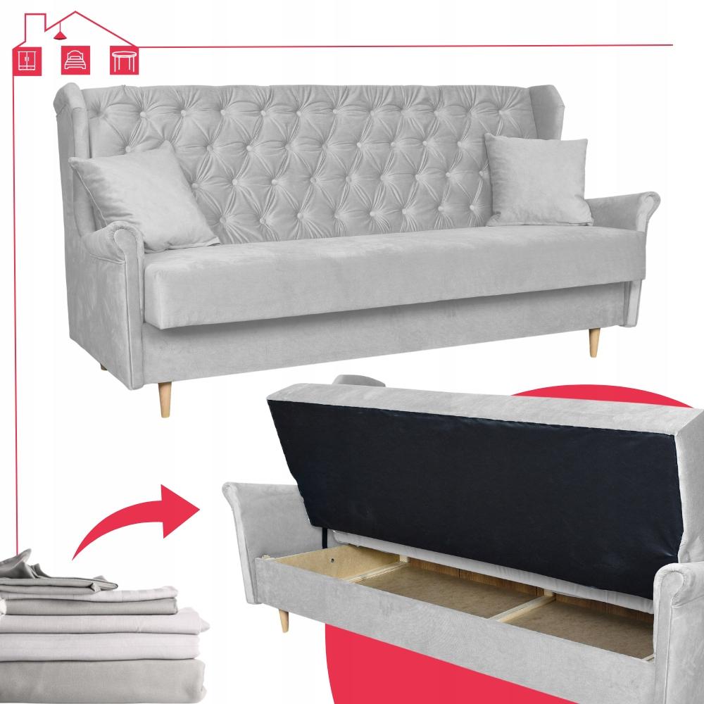 USZAK Sofa Bed WELUR 3-seater Sofa GAJA Gray Family Meble