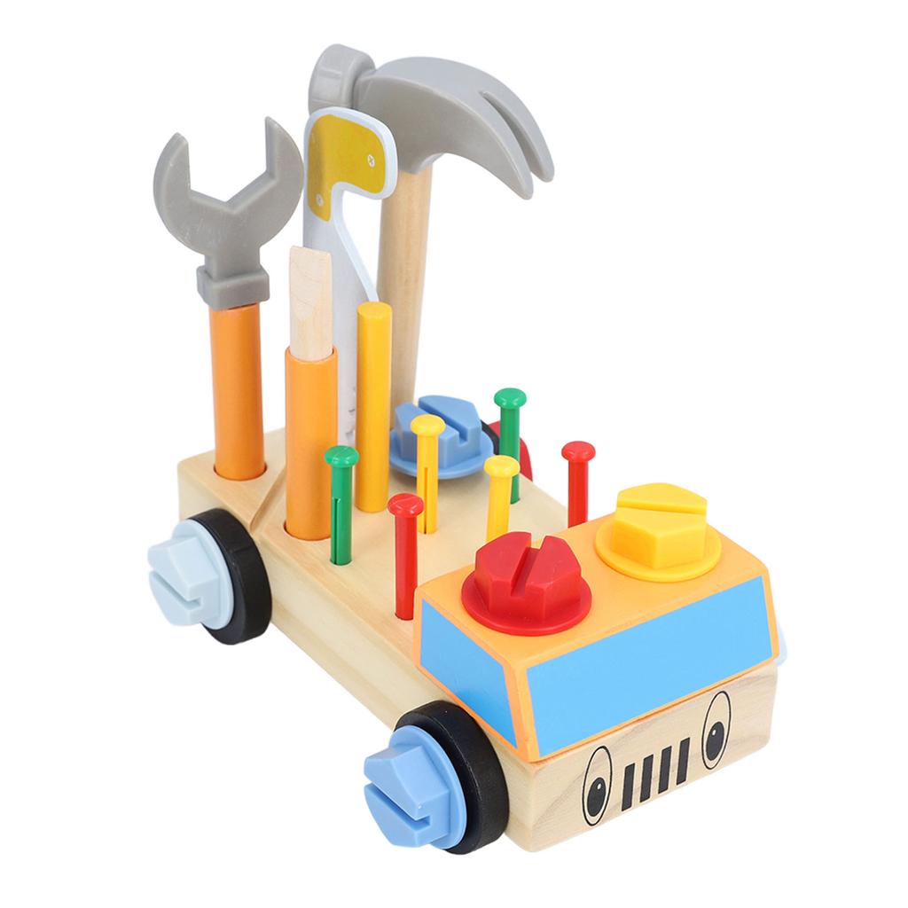 Wooden Kids Tool Set Pine Wood Hammer Wrench Early Education Educational Construction Toys Box Type