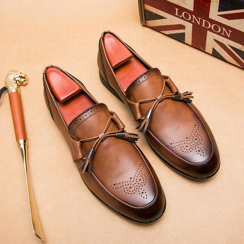 

Роскошные брендовые мужские туфли с кисточками, резные повседневные туфли, удобная мягкая подошва, дышащая, дизайнерская мужская обувь, новинка, горячая распродажа 47 коричневый