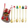 Tree/Star/Santa Motifs Stainless Steel Spoon Set Doll Design Mini Dessert Spoons  New Year