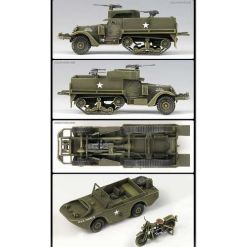 Academy 1/72 Scale Ground Vehicle Series 6 US Army M3 Half-Track & 1/4t Amphibian Vehicle Plastic Model