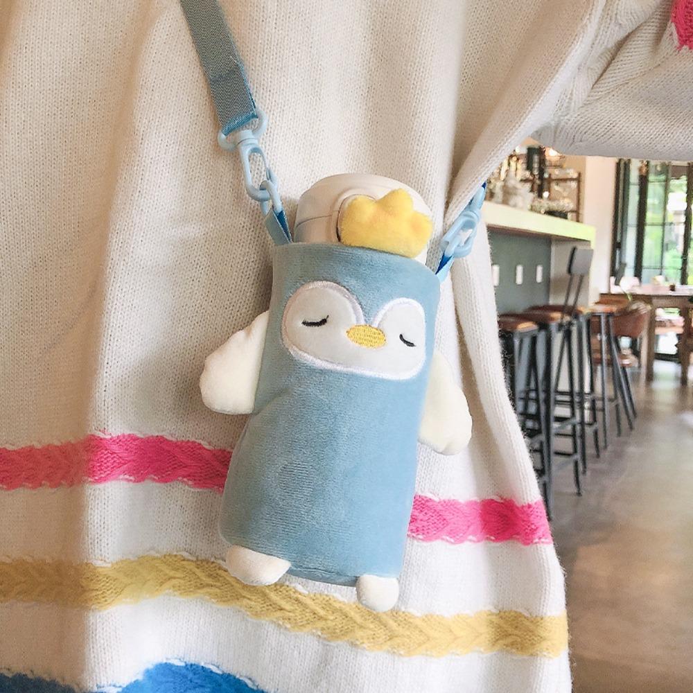 Water Bottle Bag with Adjustable Strap Cartoon Animals Insulated Cup Sleeve Portable Carrying Milk Tea Crossbody Bag