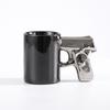 Personalized Ceramic Mug with Gold & Silver Gun Handle, 3D Design, Colored Glaze