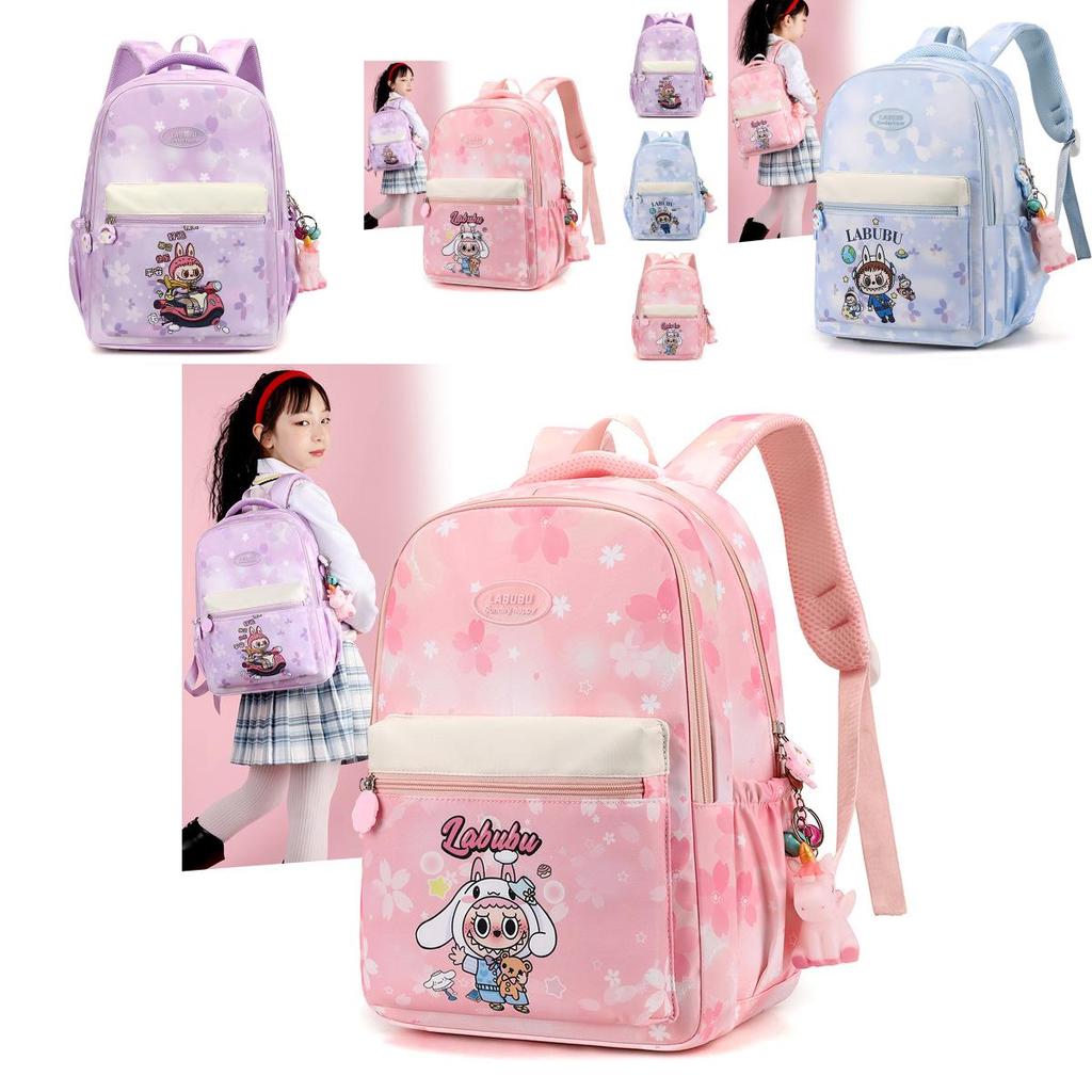 Adorable Labubu Cartoon Backpack For Kids Lightweight And Trendy Design Available In Pink Purple And Blue