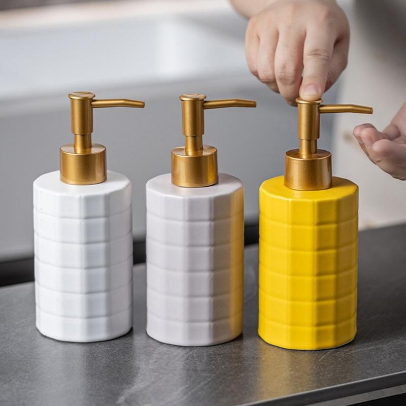 Ceramic Liquid Dispenser Refillable Container For Bath Essential Shampoo Soap Bottle