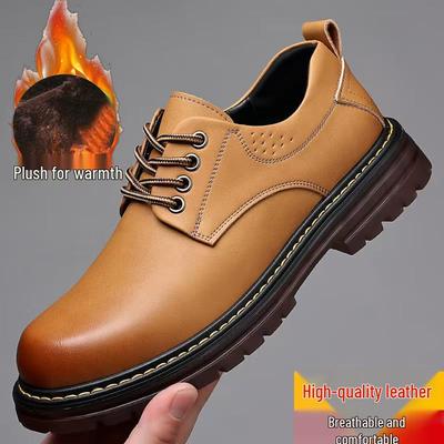 Heren Lederen Dikke Zool Casual Derby Schoenen voor Lente/Herfst - Formele Zwarte Lage Martin Boots