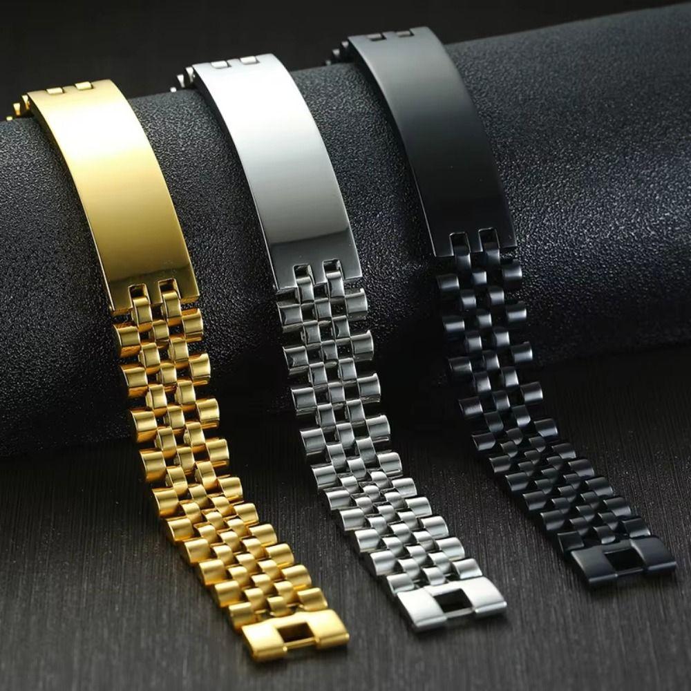 10MM -15MM Personalized Engraving Bracelet Stainless Steel Wrist Bangle for Men Outdoor