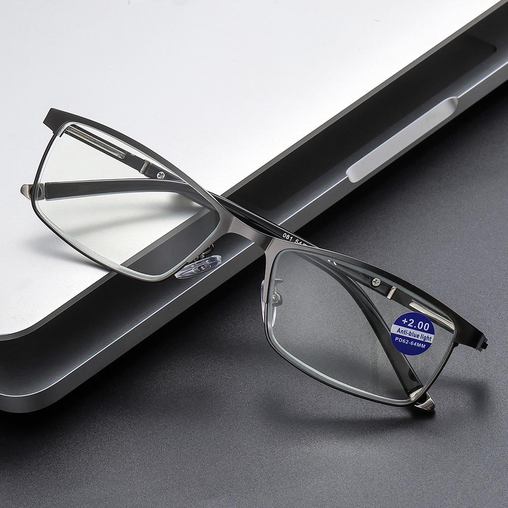 New Style Unisex 25° Reading Glasses with Anti-Blue Light Metal Frame and Plano Lenses
