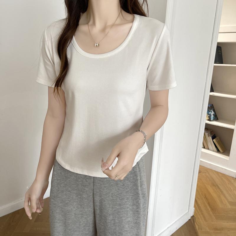 2026 Summer New Slim Fit V-Neck Short-Sleeve T-Shirt for Petite Women