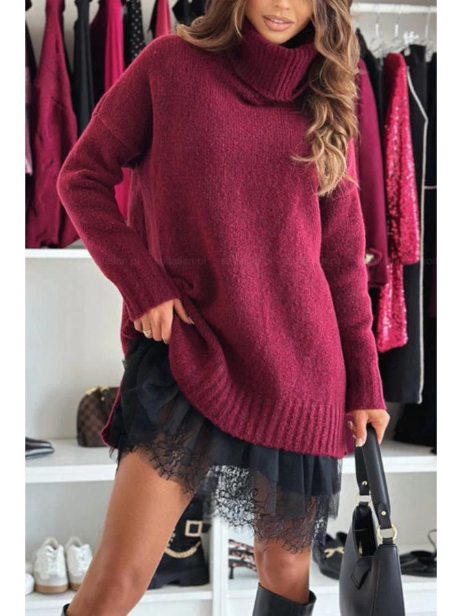 2025 Trendy European & American Knit Top and Lace Trim Dress Set for Women