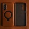 Foldable Magnetic Bracket Genuine Leather Case For Samsung Galaxy A17 A55 A56 A26 A36 A16 A07 A35 A13 A06 A34 A54 Phone Cover