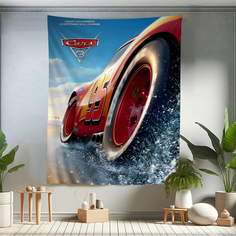 Cars 3 Film Lightning McQueen Colorful Tapestry Wall Hanging Hippie Flower Wall Carpets Dorm Decor Wall Art Decor