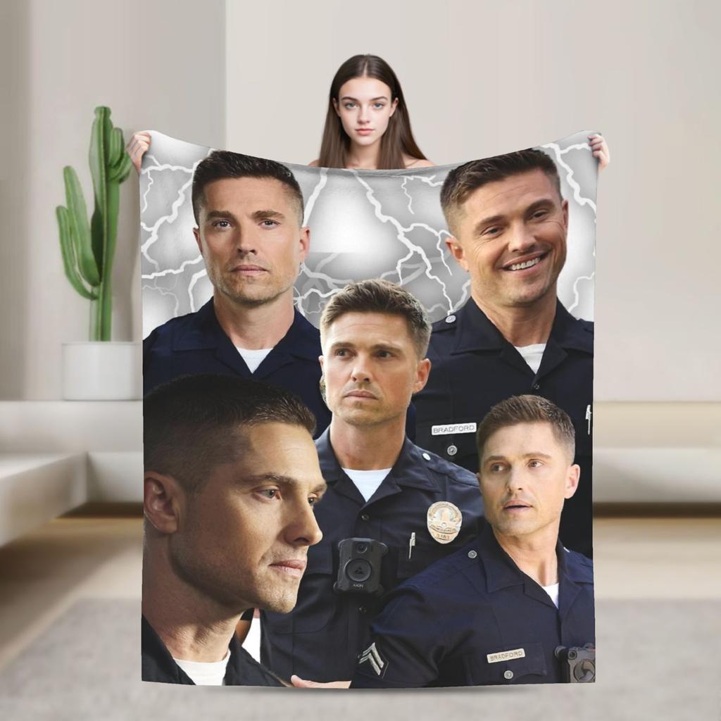 Tim Bradford The Rookie Flanelldecke Warme Überwurfdecke für Sofa Bett Camping Lustige Bettdecke Sofabettbezug