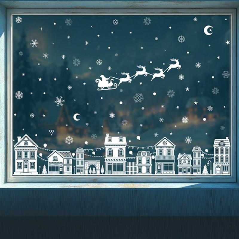 Creative Christmas Decorations, Electrostatic Stickers, Shop Window Decorations, Christmas Decorative Glass Stickers