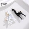 Simple Horse Design Accessory Minimalist Brooch White Black Alloy Lapel