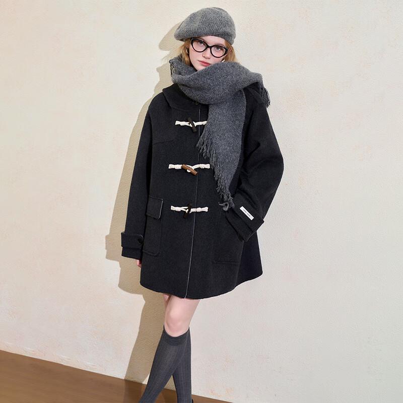 Westlink Women's Color-Block Hooded Toggle Wool Coat