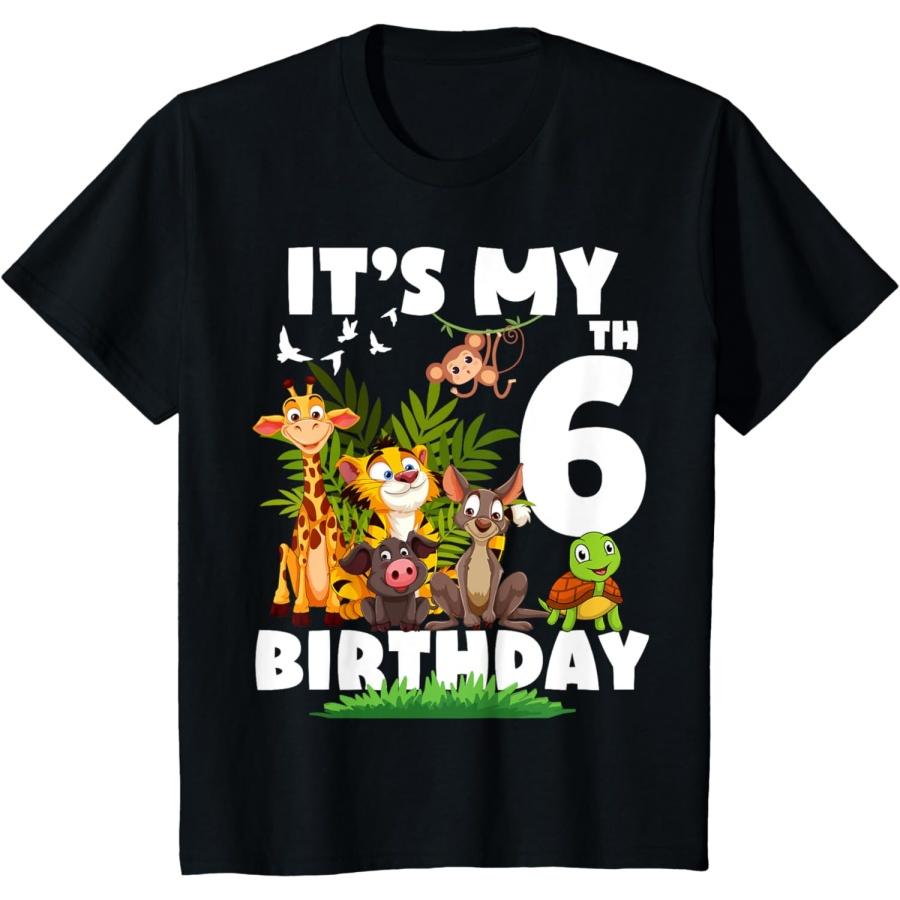 It s My 6th Birthday Safari Jungle 6 Years Old T-Shirt S