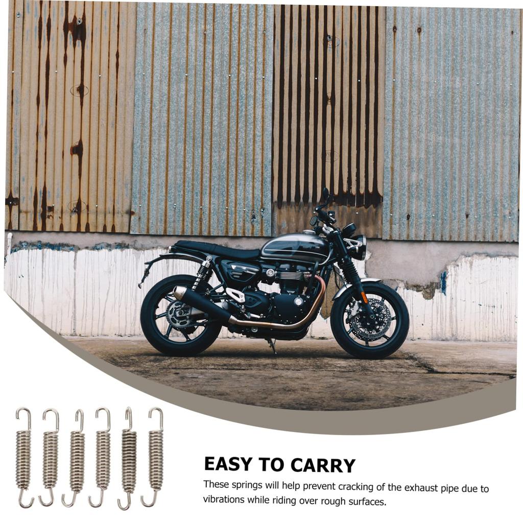 ABOOFAN 6pcs Spring Motorcycle Muffler Spring Motorcycle Swivel Spring Tension Spring Motorcycle Exhaust Spring Exhaust Spring Stainless Steel Silver