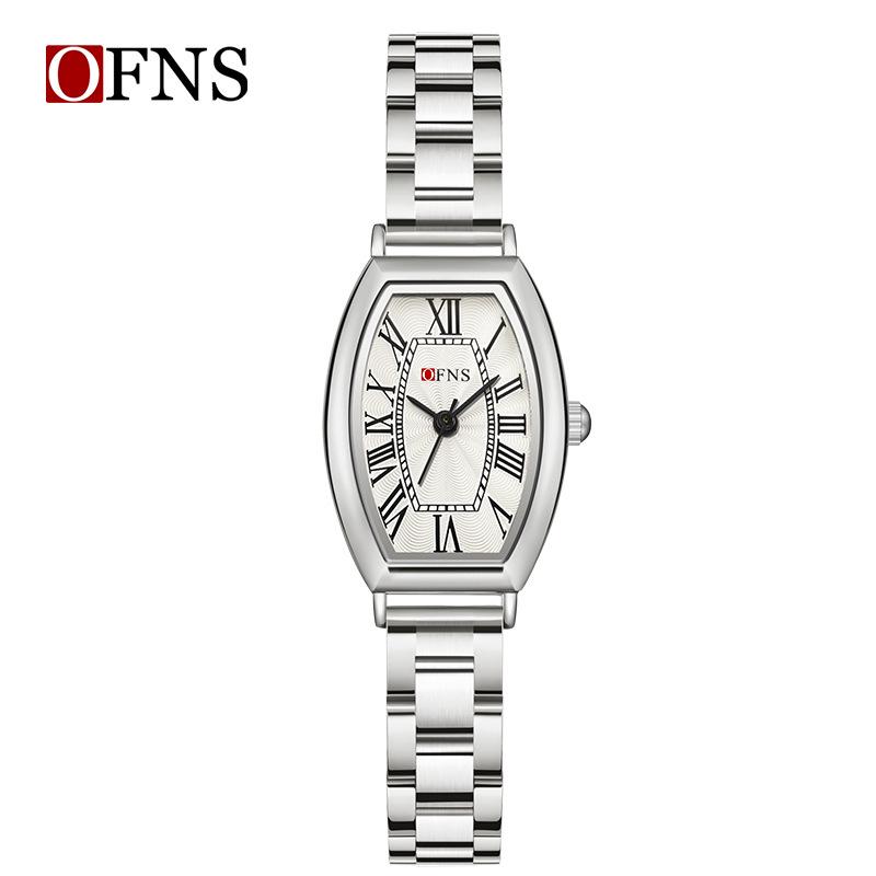 OFNS Women's Artistic Retro Barrel-Shaped Quartz Watch with Roman Numerals